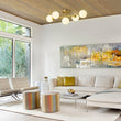 Load image into Gallery viewer, 5-Light Brass Linear Opal Glass Globe Vanity Wall Light