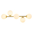Load image into Gallery viewer, 5-Light Brass Linear Opal Glass Globe Vanity Wall Light