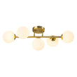 Load image into Gallery viewer, 5-Light Brass Linear Opal Glass Globe Vanity Wall Light