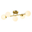 Load image into Gallery viewer, 5-Light Brass Linear Opal Glass Globe Vanity Wall Light