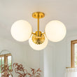 Load image into Gallery viewer, Flower Opal Glass Globe 3-Light Sputnik Ceiling Light
