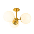 Load image into Gallery viewer, Flower Opal Glass Globe 3-Light Sputnik Ceiling Light