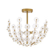Load image into Gallery viewer, Glam Glass Flower Vine Gold Cage Semi Flush Ceiling Light