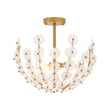 Load image into Gallery viewer, Glam Glass Flower Vine Gold Cage Semi Flush Ceiling Light