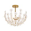 Load image into Gallery viewer, Glam Glass Flower Vine Gold Cage Semi Flush Ceiling Light
