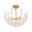 Load image into Gallery viewer, Glam Glass Flower Vine Gold Cage Semi Flush Ceiling Light