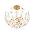 Load image into Gallery viewer, Glam Glass Flower Vine Gold Cage Semi Flush Ceiling Light