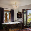 Load image into Gallery viewer, Glam Glass Flower Vine Gold Cage Semi Flush Ceiling Light