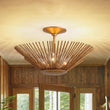 Load image into Gallery viewer, Luxury Gold Foiled Traditional Round Sunburst Semi Flush Mount