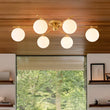 Load image into Gallery viewer, Modern 6-Light White Glass Globe Sputnik Semi Flush Mount