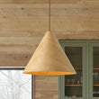 Load image into Gallery viewer, Rustic Single Wood Style Wide Conical Pendant Light