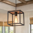 Load image into Gallery viewer, Farmhouze Light - 1 - Light Black Metal Square Lantern Pendant Light - Pendant - Black -
