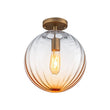 Load image into Gallery viewer, Farmhouze Light - 1 - Light Colored Tinted Ribbed Glass Globe Ceiling Light - Ceiling Light - Blue -