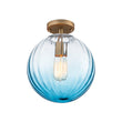 Load image into Gallery viewer, Farmhouze Light - 1 - Light Colored Tinted Ribbed Glass Globe Ceiling Light - Ceiling Light - Blue -