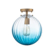 Load image into Gallery viewer, Farmhouze Light - 1 - Light Colored Tinted Ribbed Glass Globe Ceiling Light - Ceiling Light - Blue -