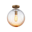 Load image into Gallery viewer, Farmhouze Light - 1 - Light Colored Tinted Ribbed Glass Globe Ceiling Light - Ceiling Light - Blue -