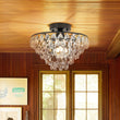 Load image into Gallery viewer, Farmhouze Light - 1 - Light Tiered Sparkle Crystal Accented Semi Flush Mount - Chandelier - Black -