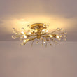 Load image into Gallery viewer, Farmhouze Light - 10 - Light Brass Crystal Sputnik Semi Flush Mount Ceiling Light - Ceiling Light - Brass -