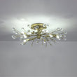 Load image into Gallery viewer, Farmhouze Light - 10 - Light Brass Crystal Sputnik Semi Flush Mount Ceiling Light - Ceiling Light - Brass -