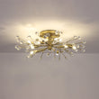 Load image into Gallery viewer, Farmhouze Light - 10 - Light Brass Crystal Sputnik Semi Flush Mount Ceiling Light - Ceiling Light - Brass -