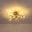 Load image into Gallery viewer, Farmhouze Light - 10 - Light Brass Crystal Sputnik Semi Flush Mount Ceiling Light - Ceiling Light - Brass -