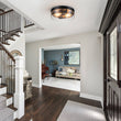 Load image into Gallery viewer, Farmhouze Light - 2 - Light Clear Seeded Glass Round Flush Mount Light - Ceiling Light - Black -