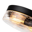 Load image into Gallery viewer, Farmhouze Light - 2 - Light Clear Seeded Glass Round Flush Mount Light - Ceiling Light - Black -