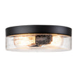 Load image into Gallery viewer, Farmhouze Light - 2 - Light Clear Seeded Glass Round Flush Mount Light - Ceiling Light - Black -
