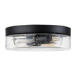 Load image into Gallery viewer, Farmhouze Light - 2 - Light Clear Seeded Glass Round Flush Mount Light - Ceiling Light - Black -