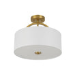 Load image into Gallery viewer, Farmhouze Light - 2 - Light Linen Drum Shade Semi Flush Ceiling Light - Ceiling Light - Brass -