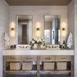 Load image into Gallery viewer, Farmhouze Light - 2 - Light White Reeded Glass Up Down Vanity Wall Lamp - Wall Sconce - Brass -