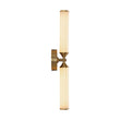 Load image into Gallery viewer, Farmhouze Light - 2 - Light White Reeded Glass Up Down Vanity Wall Lamp - Wall Sconce - Brass -