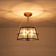 Load image into Gallery viewer, Farmhouze Light - 3 - Light Drum Seeded Glass Lantern Ceiling Light - Ceiling Light - 3 - Light -