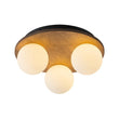 Load image into Gallery viewer, Farmhouze Light - 3 - light Farmhouse Wood Opal Glass Globe Round Ceiling Light - Ceiling Light - 11.8 in -