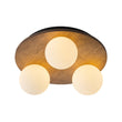 Load image into Gallery viewer, Farmhouze Light - 3 - light Farmhouse Wood Opal Glass Globe Round Ceiling Light - Ceiling Light - 11.8 in -