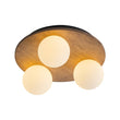 Load image into Gallery viewer, Farmhouze Light - 3 - light Farmhouse Wood Opal Glass Globe Round Ceiling Light - Ceiling Light - 11.8 in -