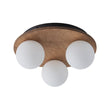 Load image into Gallery viewer, Farmhouze Light - 3 - light Farmhouse Wood Opal Glass Globe Round Ceiling Light - Ceiling Light - 11.8 in -