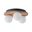 Load image into Gallery viewer, Farmhouze Light - 3 - light Farmhouse Wood Opal Glass Globe Round Ceiling Light - Ceiling Light - 11.8 in -