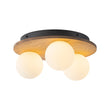 Load image into Gallery viewer, Farmhouze Light - 3 - light Farmhouse Wood Opal Glass Globe Round Ceiling Light - Ceiling Light - 11.8 in -