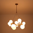 Load image into Gallery viewer, Farmhouze Light - 33.2” Modern Milky Glass Globe Wagon Wheel Chandelier - Chandelier - Brass -