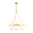 Load image into Gallery viewer, Farmhouze Light - 33.2” Modern Milky Glass Globe Wagon Wheel Chandelier - Chandelier - Brass -