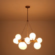 Load image into Gallery viewer, Farmhouze Light - 33.2” Modern Milky Glass Globe Wagon Wheel Chandelier - Chandelier - Brass -