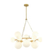 Load image into Gallery viewer, Farmhouze Light - 33.2” Modern Milky Glass Globe Wagon Wheel Chandelier - Chandelier - Brass -