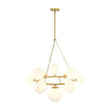 Load image into Gallery viewer, Farmhouze Light - 33.2” Modern Milky Glass Globe Wagon Wheel Chandelier - Chandelier - Brass -