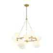 Load image into Gallery viewer, Farmhouze Light - 33.2” Modern Milky Glass Globe Wagon Wheel Chandelier - Chandelier - Brass -