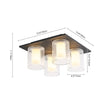 Load image into Gallery viewer, Farmhouze Light - 4 - Light Dimmable LED Cylindrical Glass Square Ceiling Light - Ceiling Light - 4 - Light -