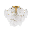 Load image into Gallery viewer, Farmhouze Light - 4 - Light Layer White Textured Glass Semi Flush Ceiling Light - Ceiling Light - Brass -