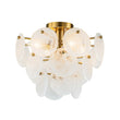 Load image into Gallery viewer, Farmhouze Light - 4 - Light Layer White Textured Glass Semi Flush Ceiling Light - Ceiling Light - Brass -