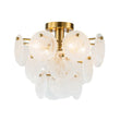 Load image into Gallery viewer, Farmhouze Light - 4 - Light Layer White Textured Glass Semi Flush Ceiling Light - Ceiling Light - Brass -