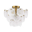 Load image into Gallery viewer, Farmhouze Light - 4 - Light Layer White Textured Glass Semi Flush Ceiling Light - Ceiling Light - Brass -